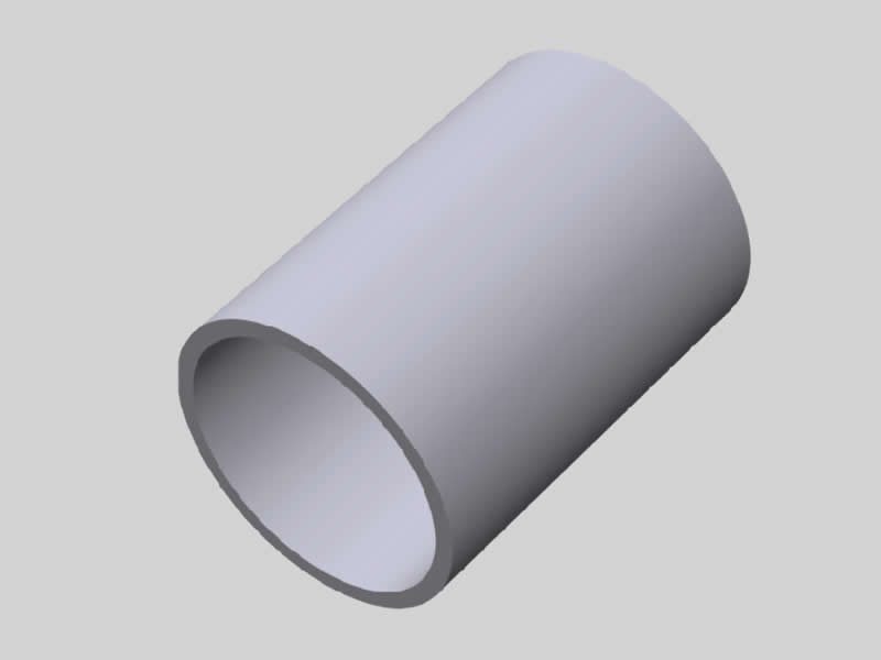 Illustrazione in 3D dei profili dei tubi tondi in FRP